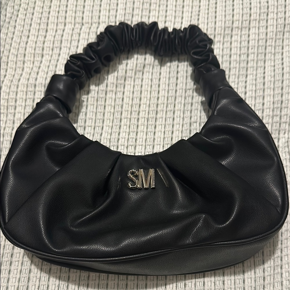 Steve Madden Black Hobo Bag with Ruched Design